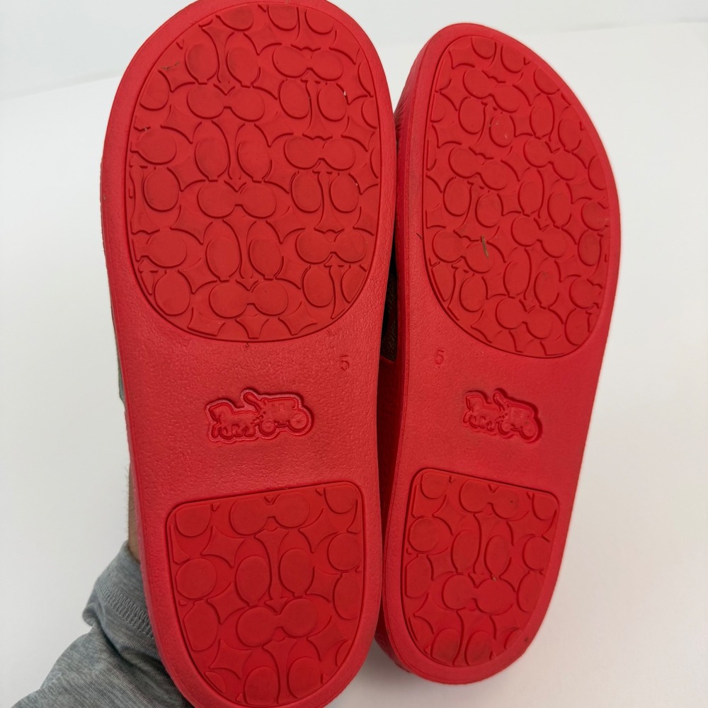 Coach Udele Sport Slides Rainbow Pride Signature Monogram Red Sandals Womens 5B - Picture 5 of 6